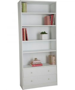 Home Maine 4 Shelf 2 Drawer Bookcase White Deep Bookcase regarding size 840 X 1000