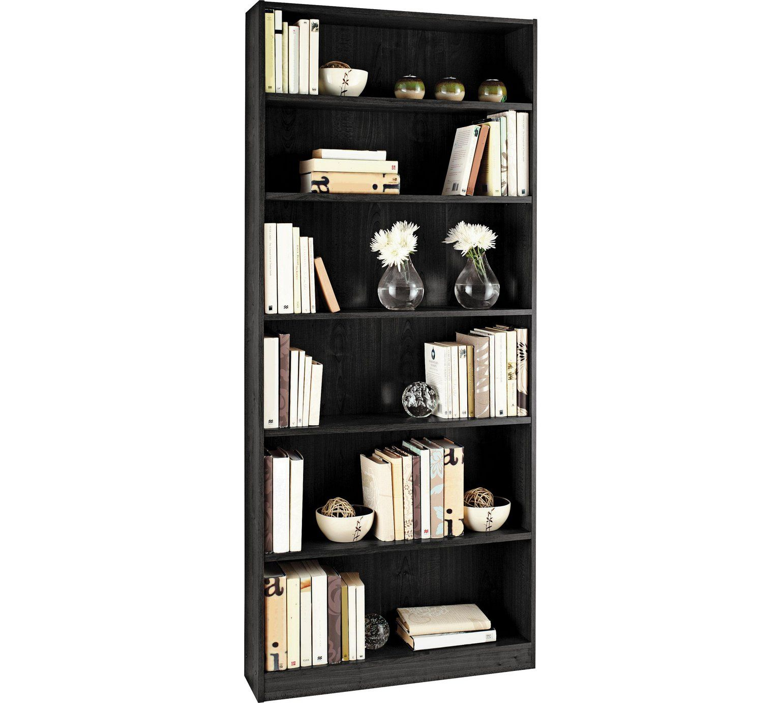 Home Maine 5 Shelf Tall Wide Bookcase Black Wide with regard to dimensions 1536 X 1382