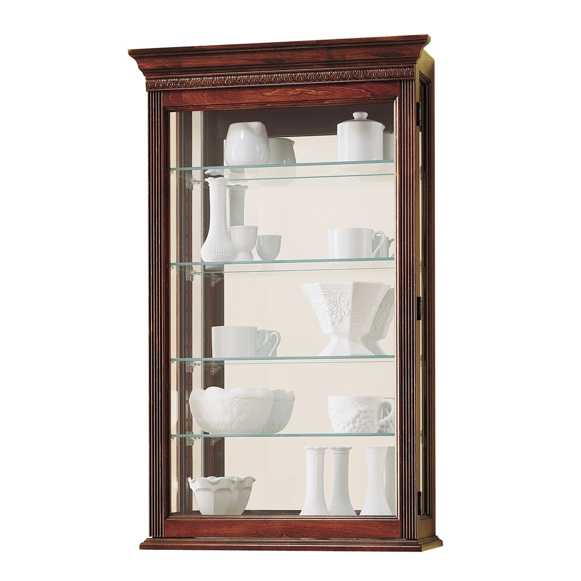 Howard Miller Edmonton Contemporary Farmhouse Chic Medium Brown Solid Wood 5 Shelf Wall Mount Curio Cabinet with proportions 2000 X 2000