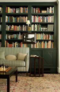 Hunter Green Built In Bookcases Dark Green Home Library intended for size 1380 X 2102