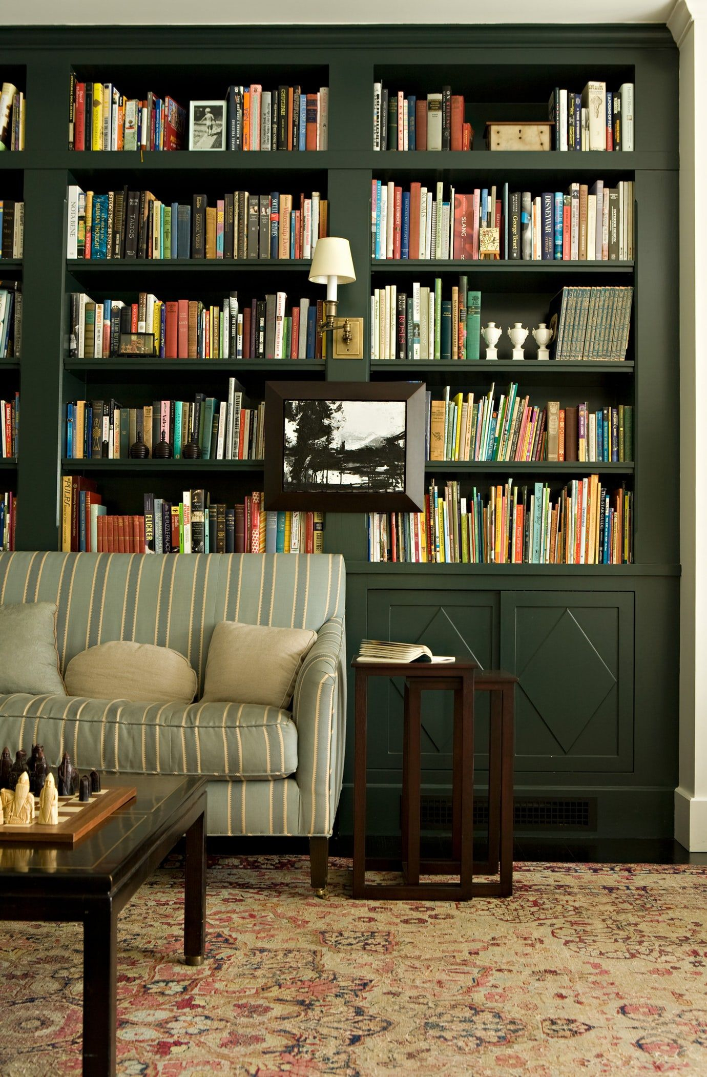 Hunter Green Built In Bookcases Dark Green Home Library with regard to dimensions 1380 X 2102