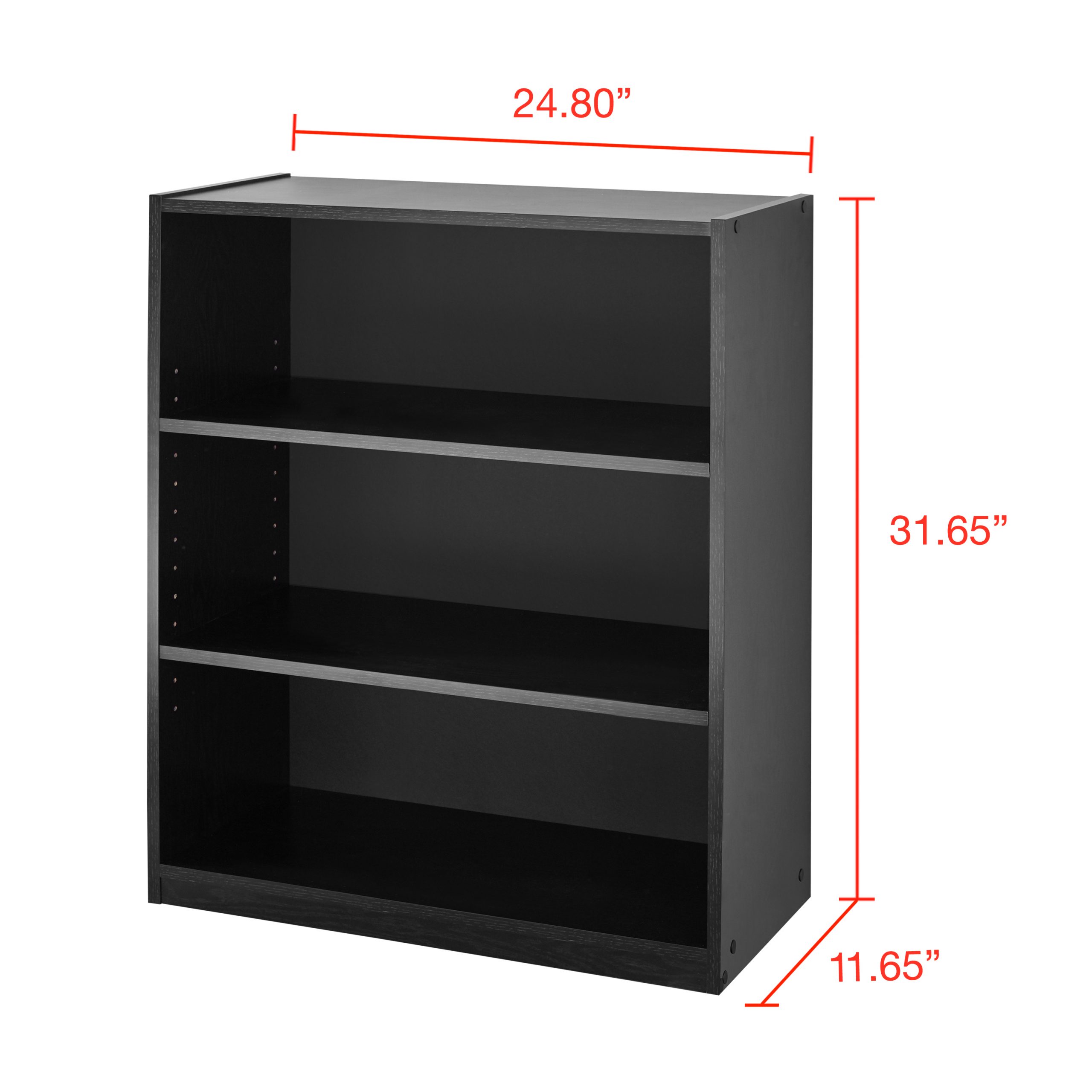 Mainstays 31 3 Shelf Bookcase Black Walmart regarding sizing 3000 X 3000