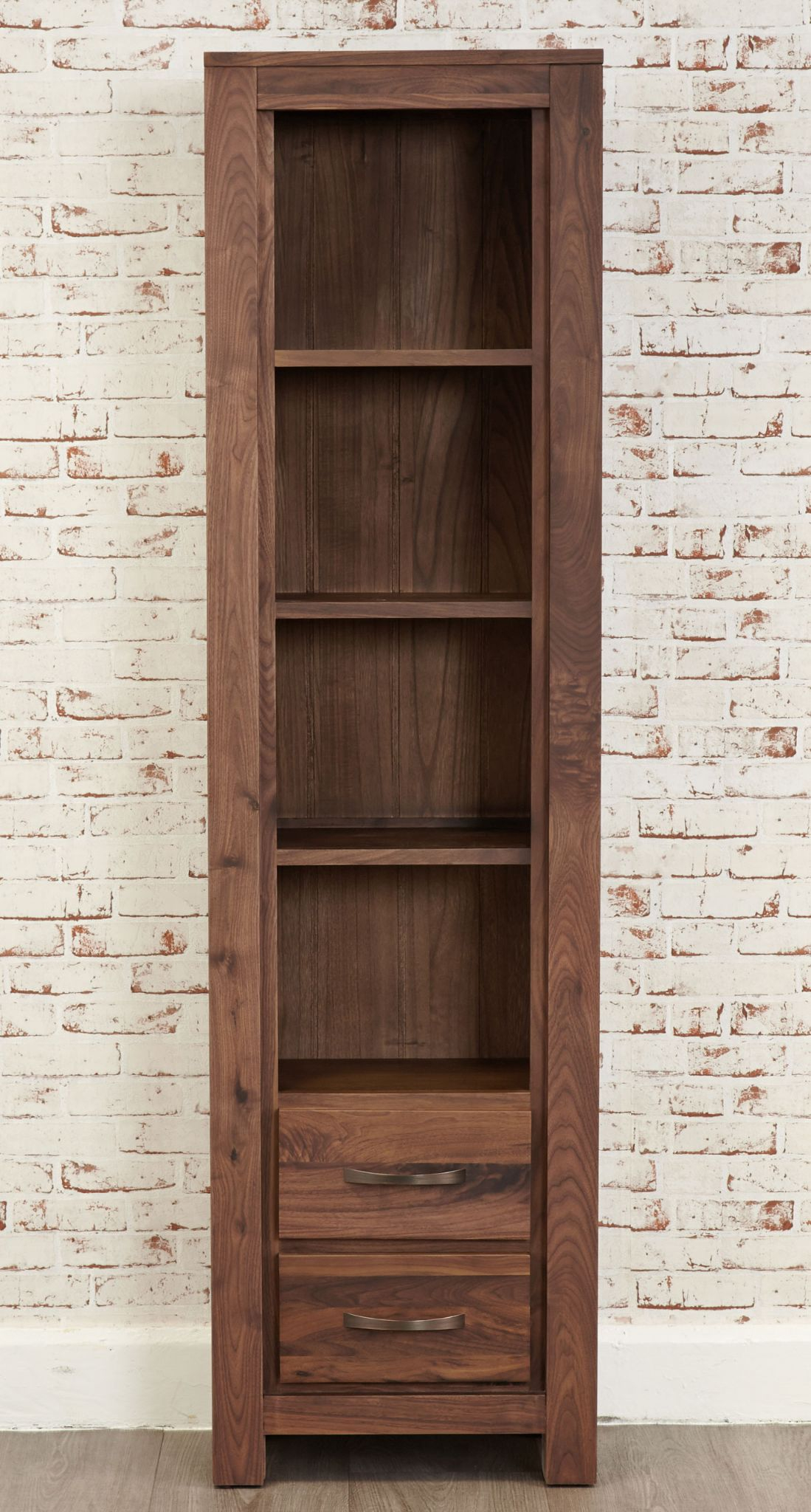 Mayan Walnut Tall Narrow Bookcase for size 1099 X 2048