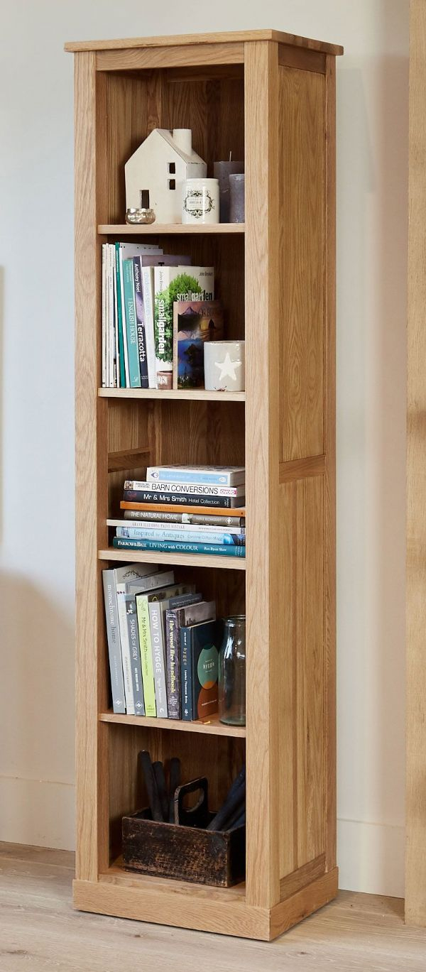 Mobel Oak Tall Narrow Bookcase with regard to size 600 X 1369