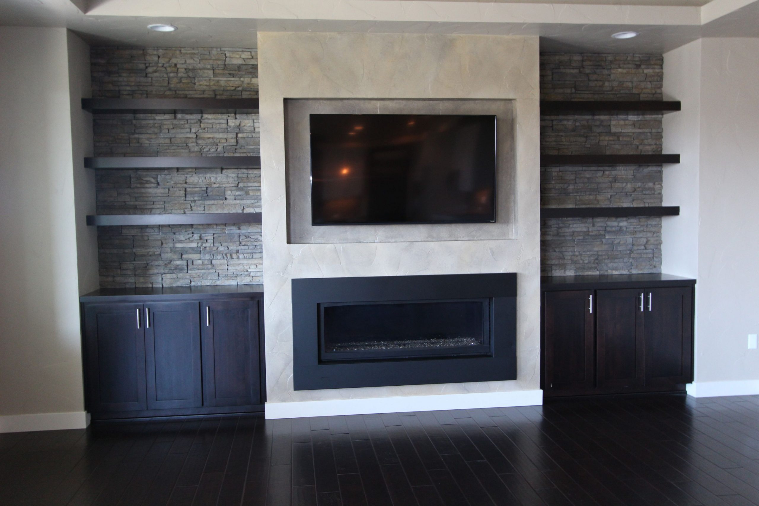 Modern Wood Fireplace And Tv Shelves Tv Above The within dimensions 3240 X 2160