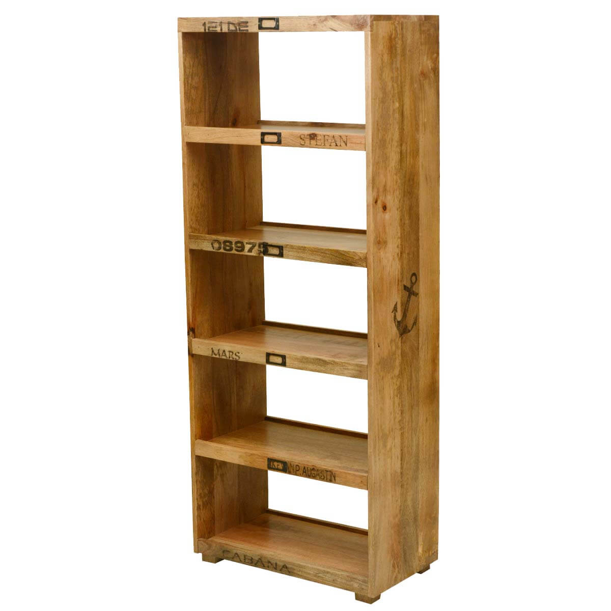 Morelia 5 Open Shelf Rustic Solid Wood Tall Narrow Bookcase regarding size 1200 X 1200