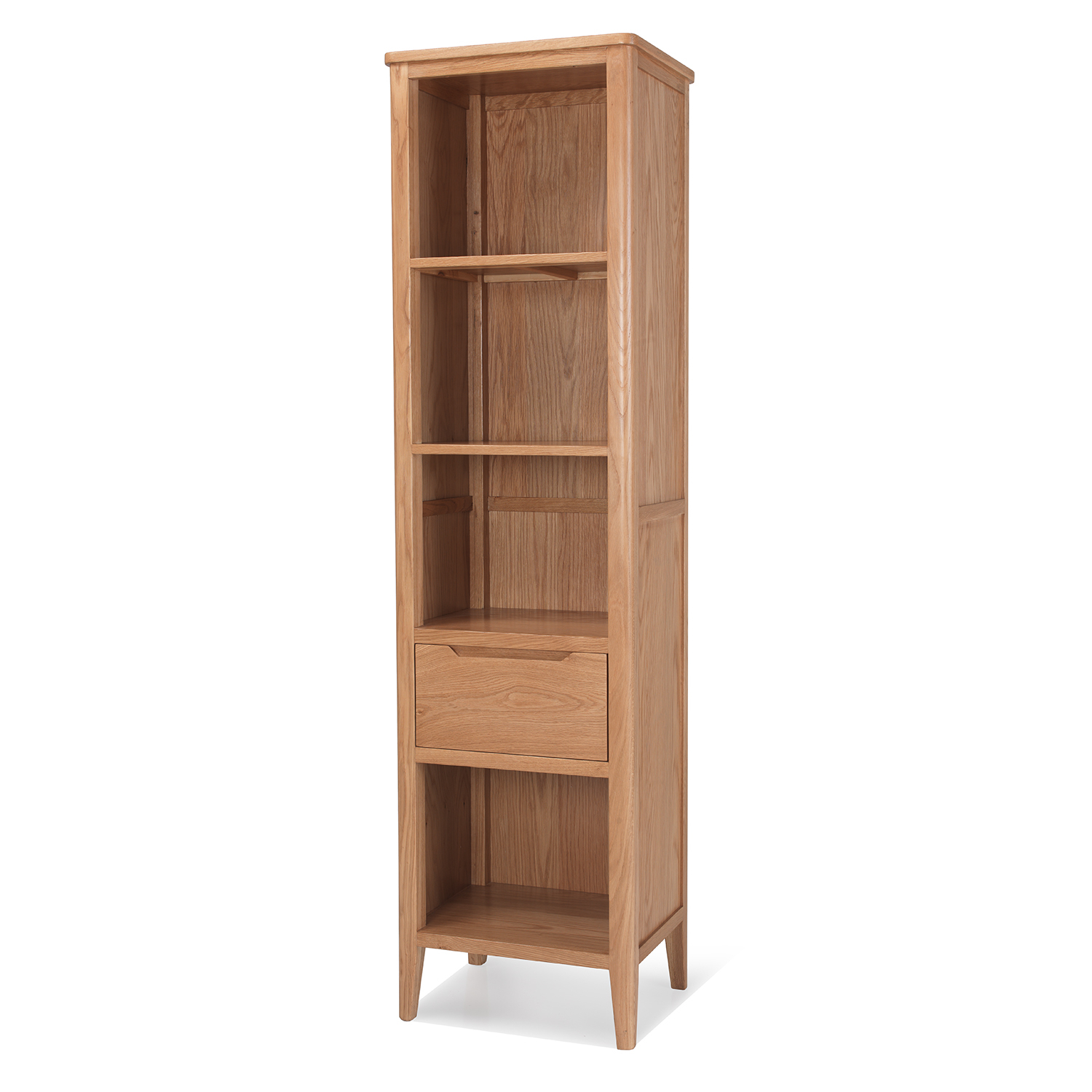 Nappa Oak Slim Tall Bookcase With Drawer throughout proportions 1500 X 1500