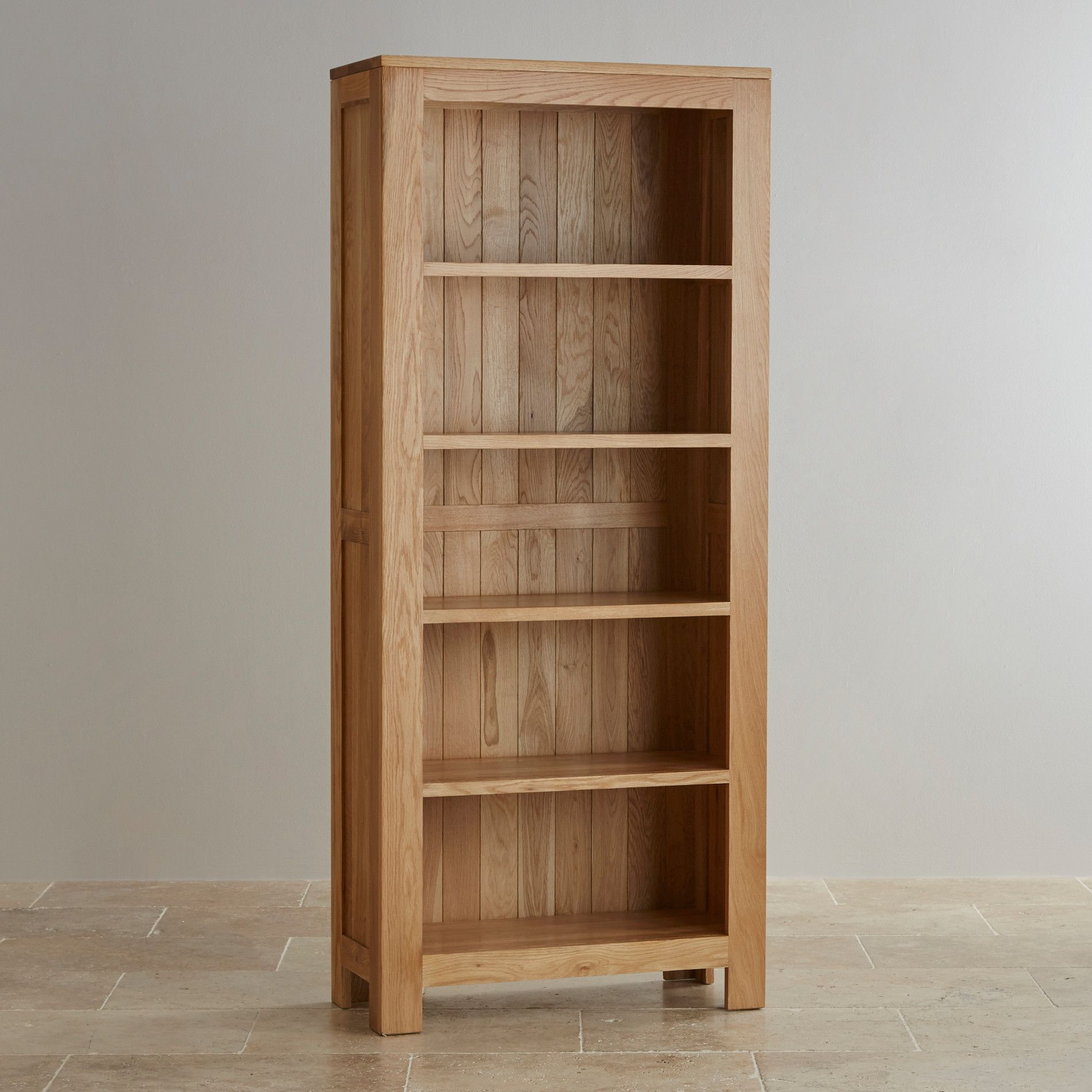 Natural Solid Oak Bookcases Tall Bookcase Oakdale Range intended for size 1900 X 1900