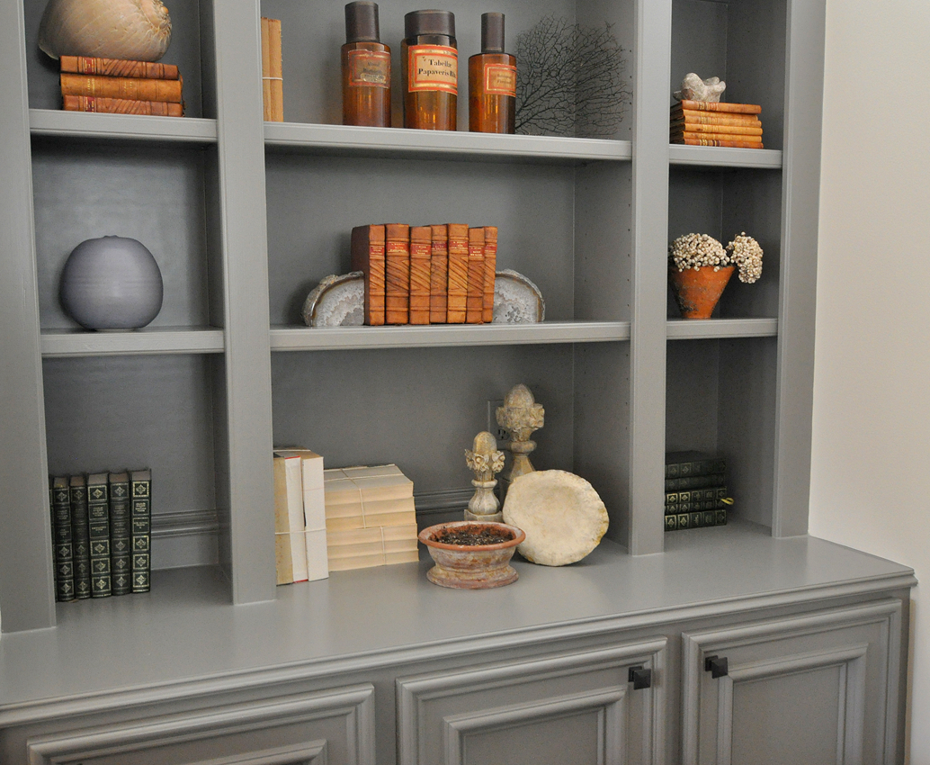 Nice Shelf Arrangement Painted Bookshelves Grey inside size 1034 X 850