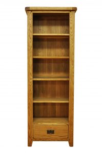 Oak Bookcase With Drawers Stanton Large Narrow Rustic Oak regarding size 1856 X 2794