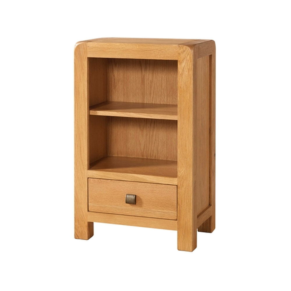 Oak Low Bookcase With 1 Drawer regarding proportions 1000 X 1000