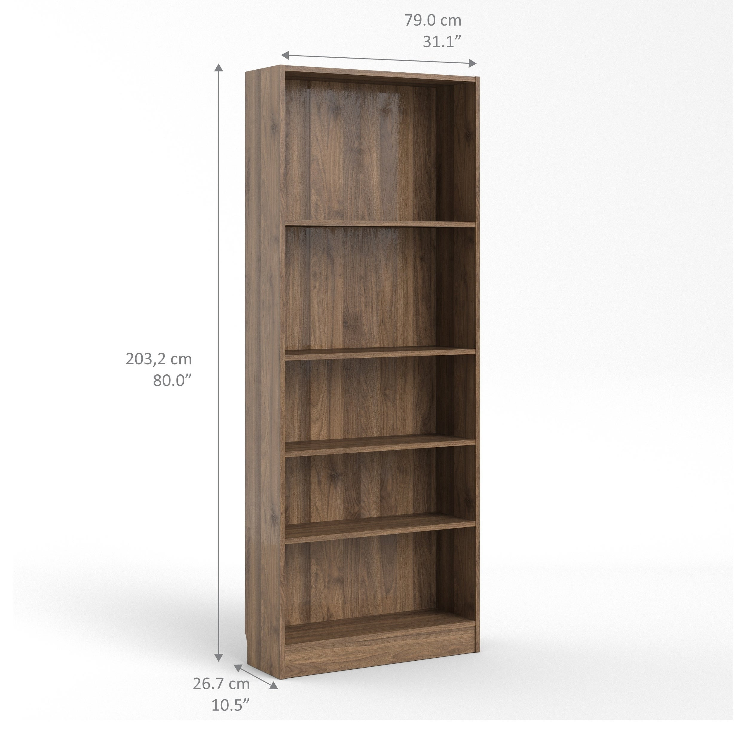 Porch Den Alethea Walnut Tall Wide 5 Shelf Bookcase pertaining to sizing 2500 X 2500