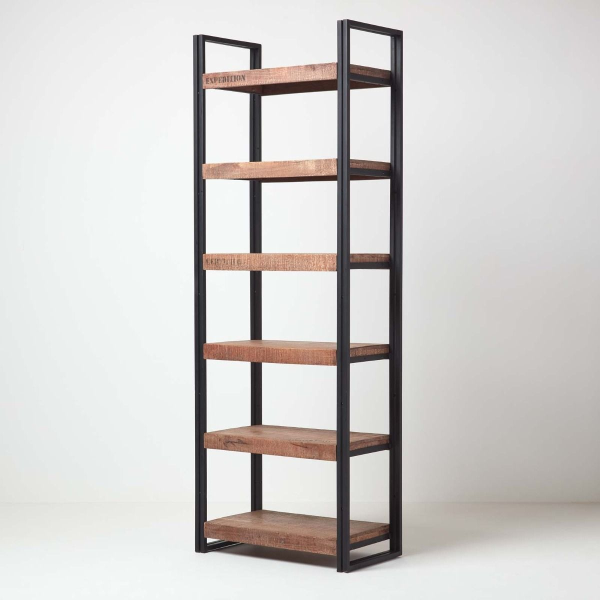 Reclaimed Wood Open Shelf Tall Bookcase Industrial Furniture Range intended for sizing 1200 X 1200