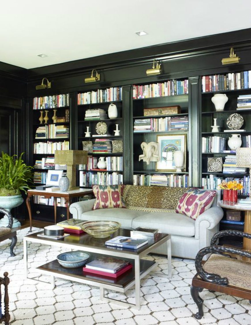 Rooms That Prove Black Built In Bookcases Are The Next Big Thing for proportions 870 X 1129