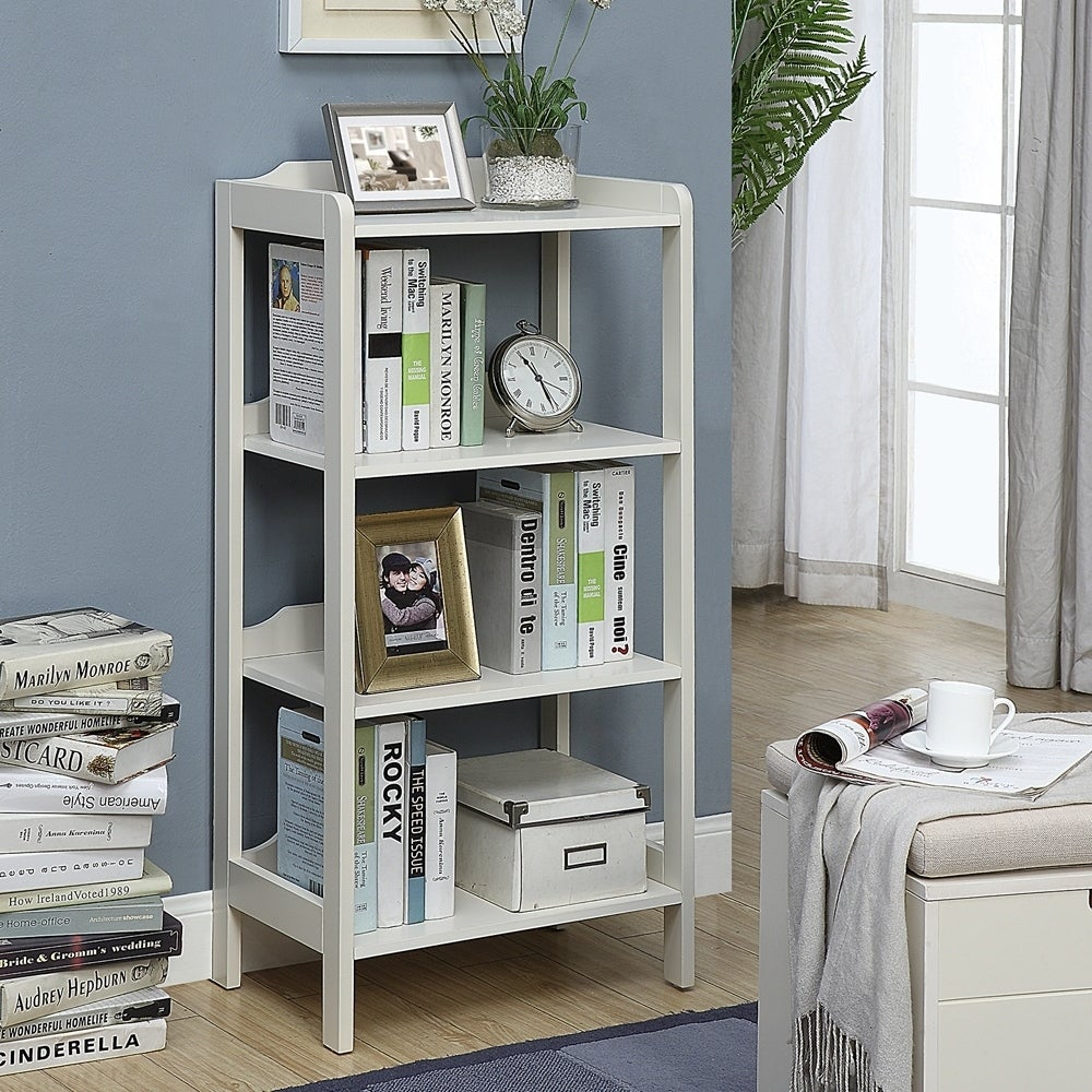 Sadie Grey Wood Small 4 Shelf Office Bookcase regarding sizing 1000 X 1000