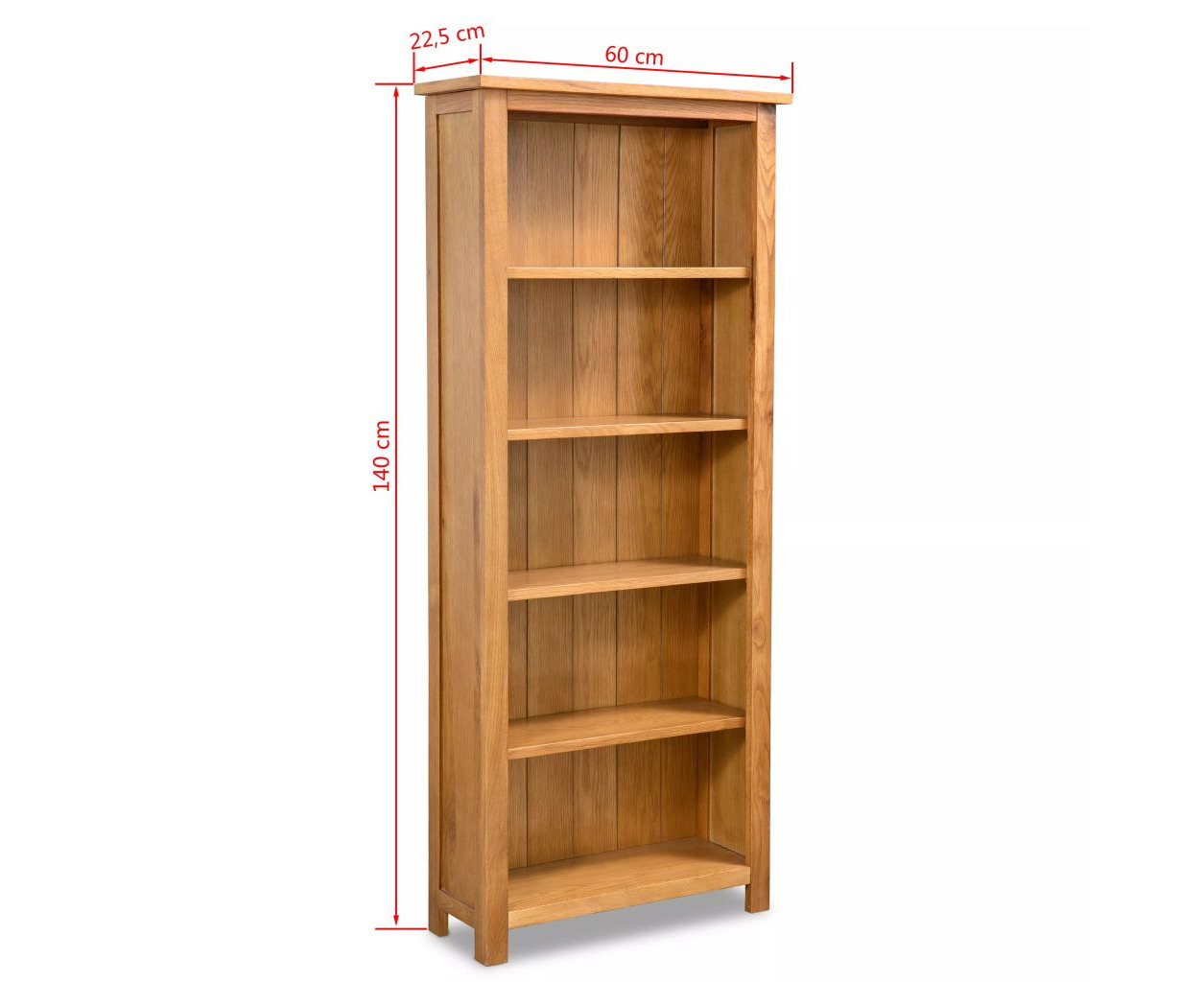 Solid Oak Wood 5 Tier Bookcase 60x225x140cm Bookshelf Display Stand for dimensions 1255 X 1024