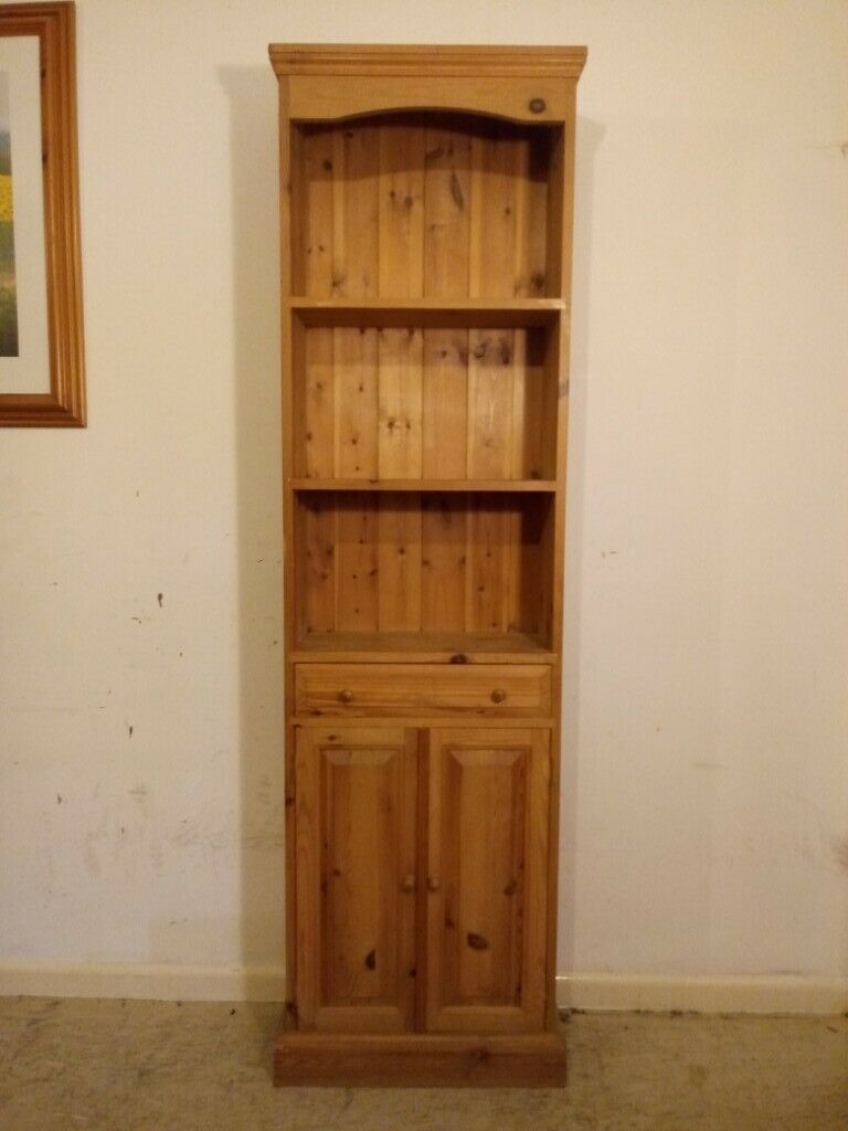 Solid Pine Tall Bookcase With Shelves And Drawer And Storage Cupboard Cabinet 021520 In Winchester Hampshire Gumtree for size 768 X 1024