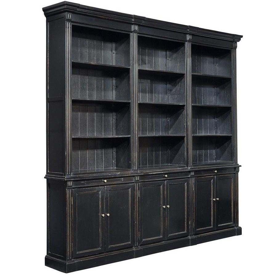 Solid Wood Triple Bookcase With Cabinets In 2020 Bookcase throughout dimensions 893 X 893