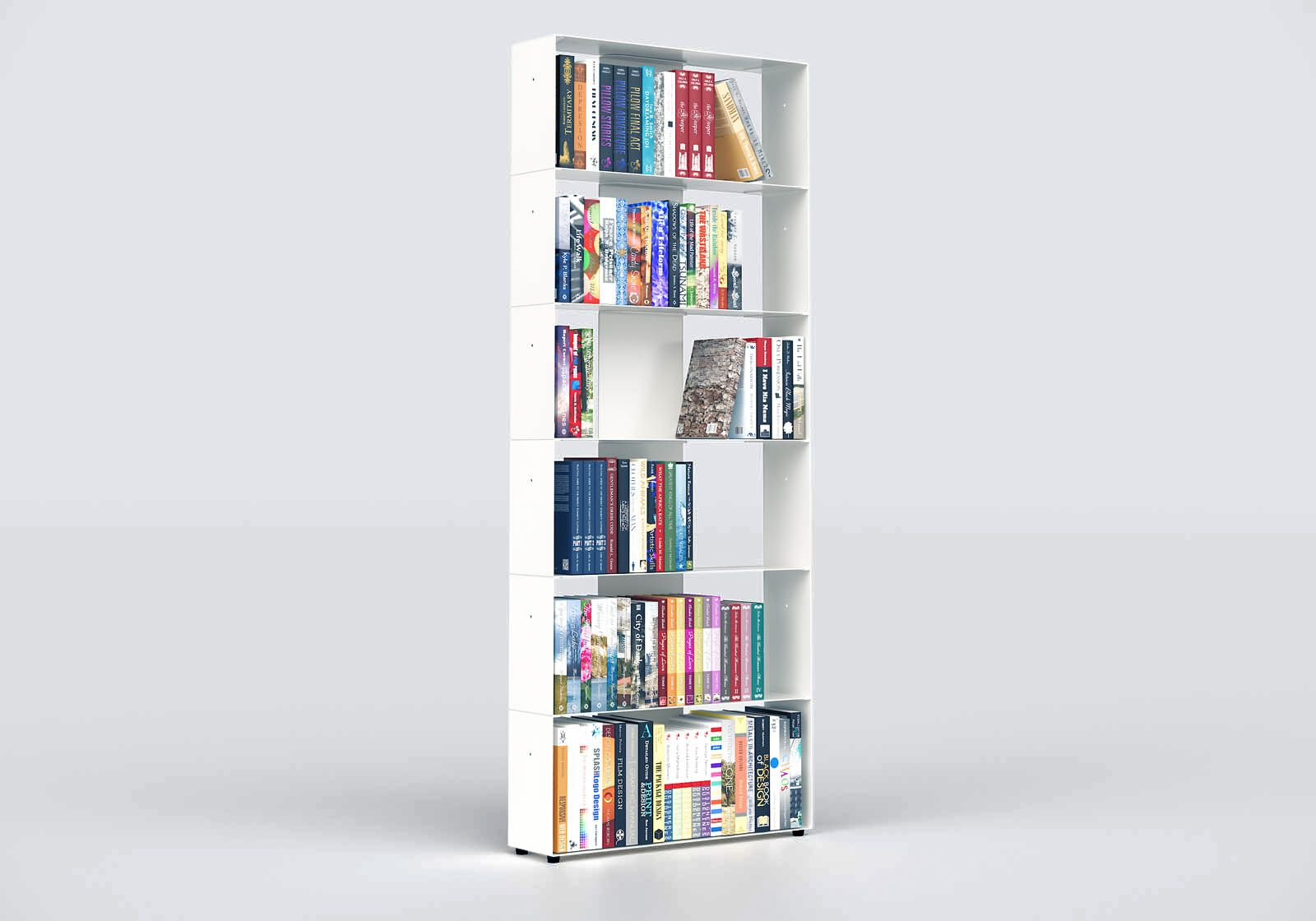 Tall Bookcase White W60 H150 D15 Cm 6 Shelves in proportions 1600 X 1120