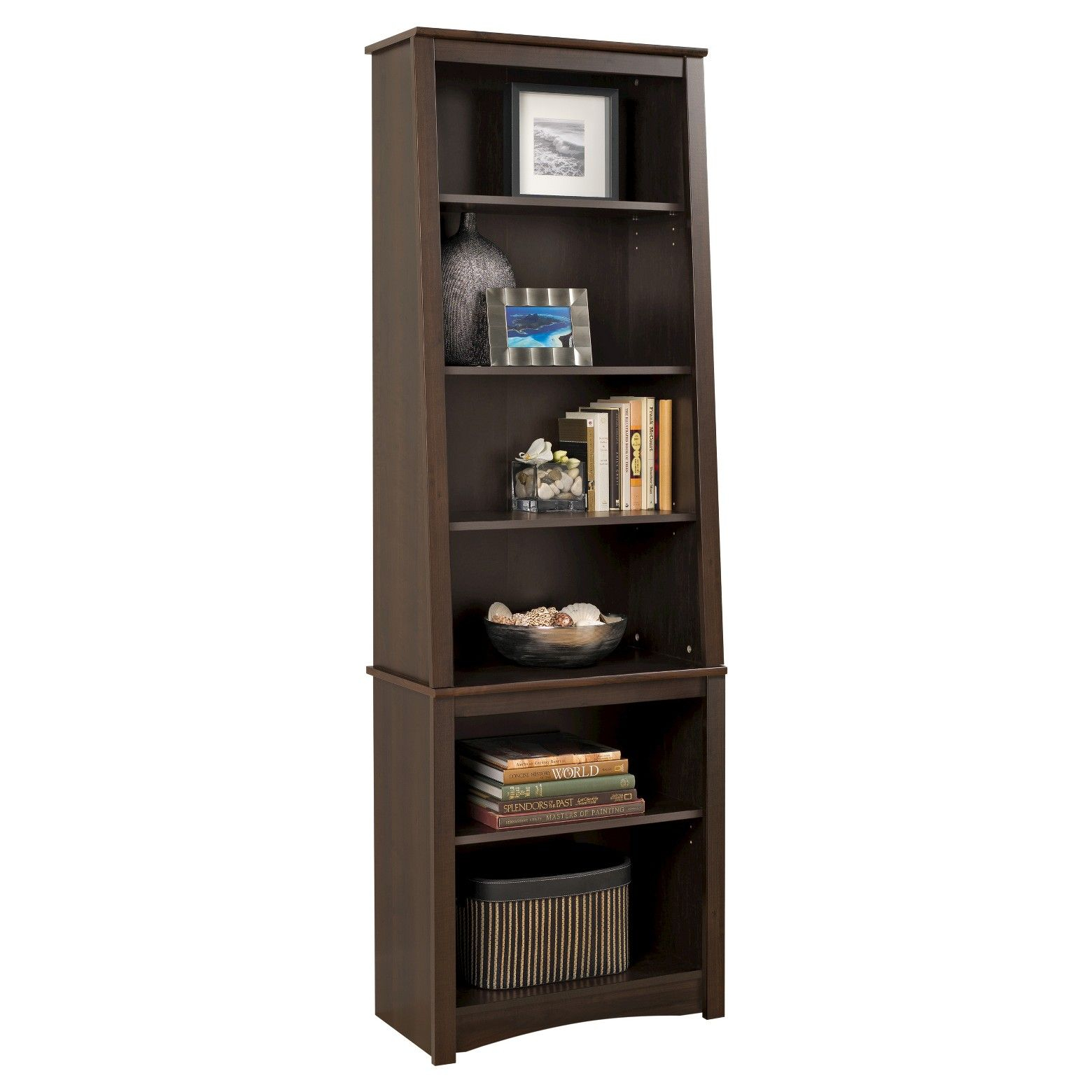 Tall Slant Back Bookcase Espresso Prepac Target throughout dimensions 1560 X 1560