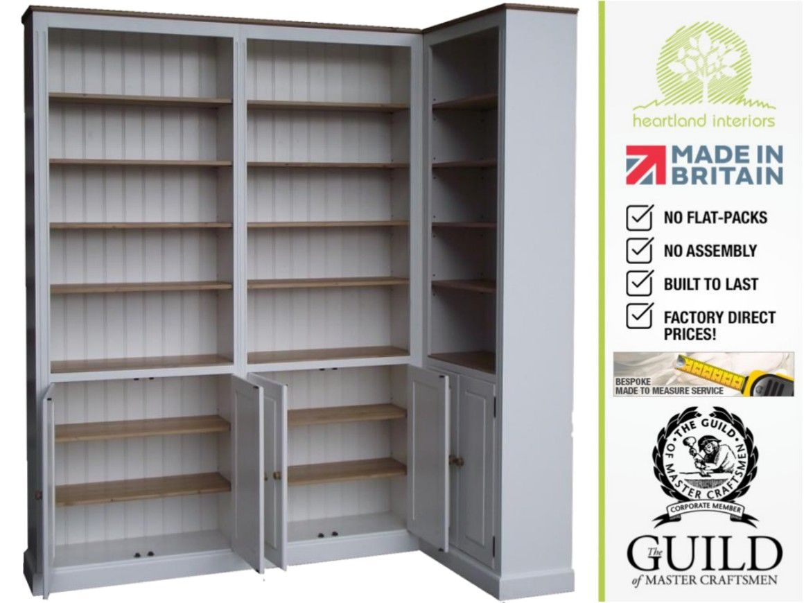 Traditional 8ft Tall Painted Corner Bookcase With Doors pertaining to measurements 1160 X 870