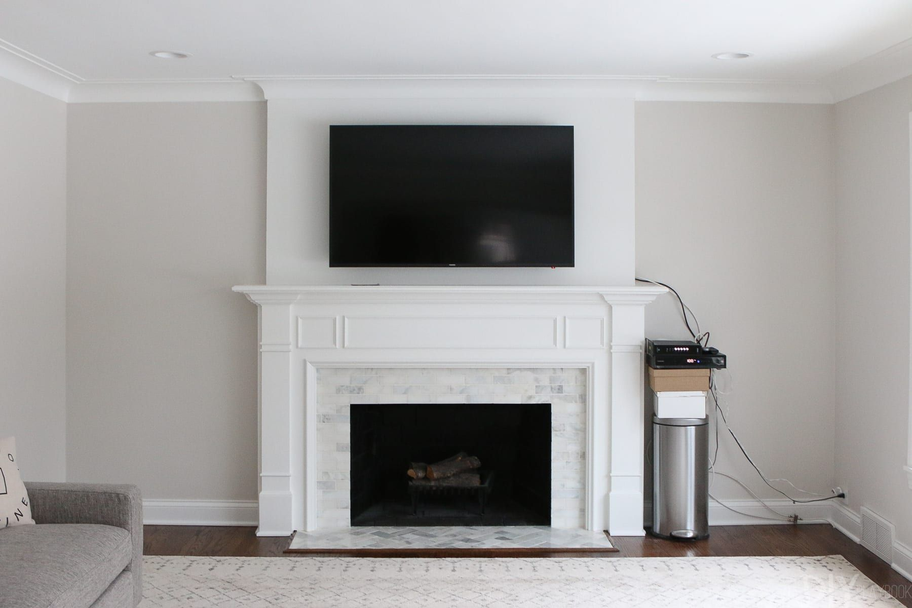 White Built Ins Around The Fireplace Before And After for dimensions 1800 X 1200