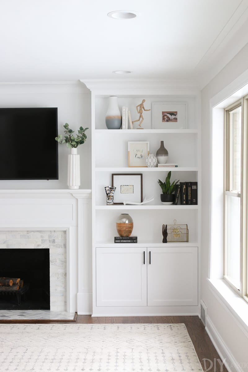 White Built Ins Around The Fireplace Before And After The with sizing 800 X 1200